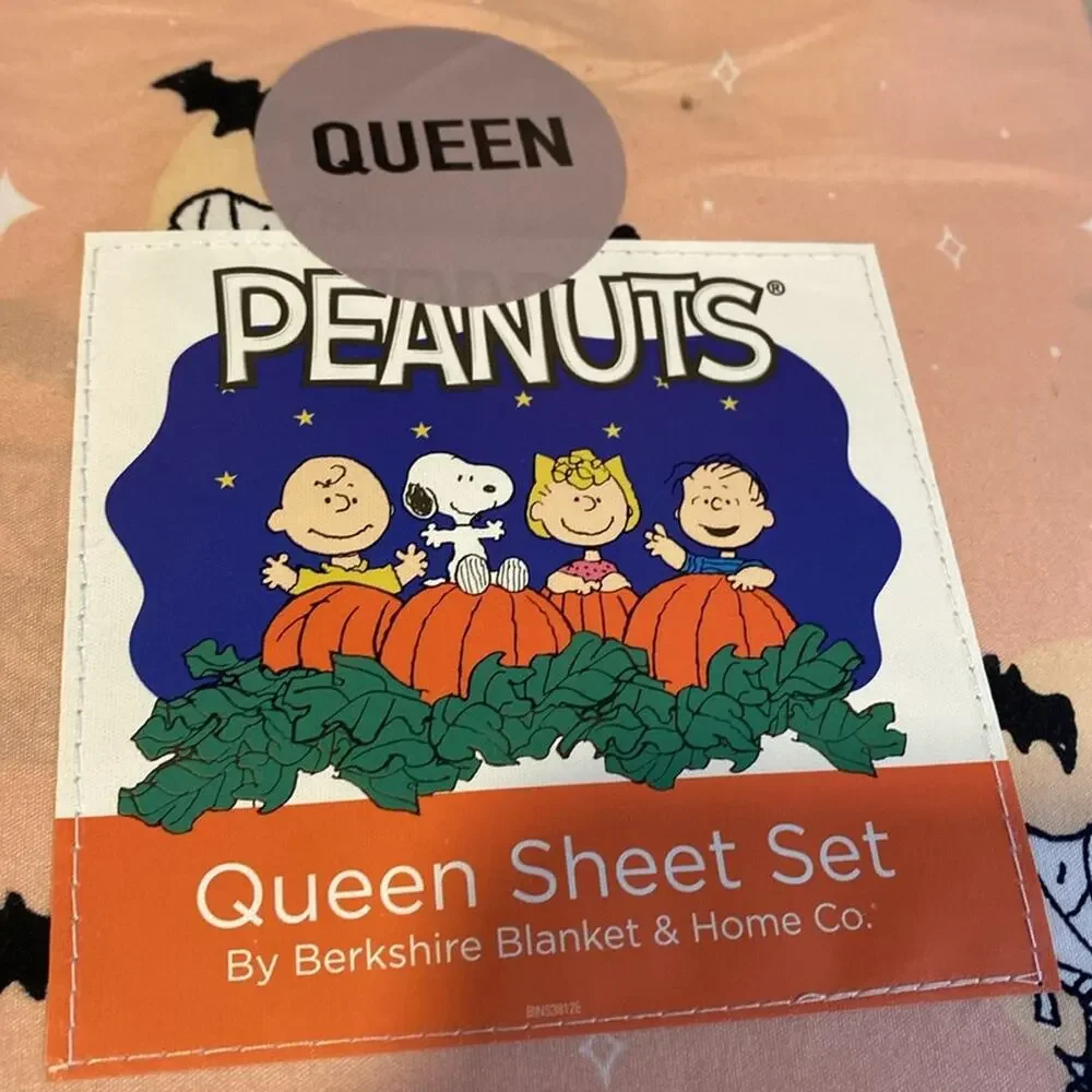 BNWT PEANUTS SNOOPY Halloween Mummy Bats Queen Size Sheet Set